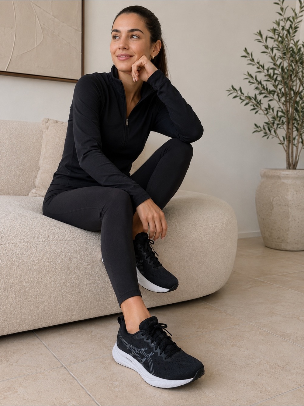 Asics Black with White Accent Athletic Sneakers